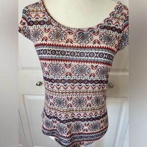 Wallflower womens Geometric Aztec shirt Size Large (Fits S/M)